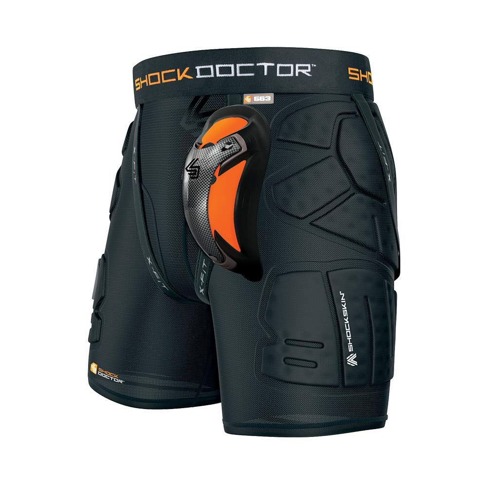 Shock Doctor Men's Compression Shorts with Carbon Athletic Cup - Moisture Wicking, Vented Protection for Sports & Workouts - Perfect for Football, Baseball, Hockey & Gym Training (Adult Sizes)