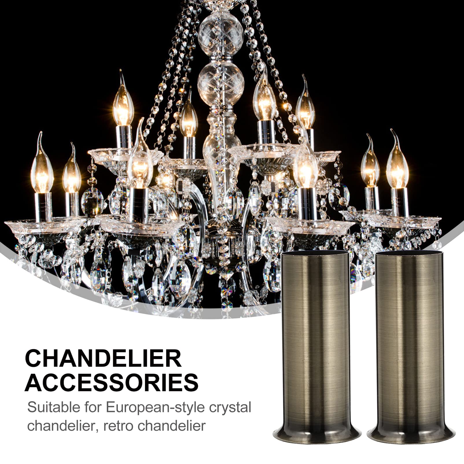 OSALADI 12-Piece Metal Chandelier Candle Covers - Tall Candle Sleeves for Most Chandeliers (Green) - Elegant Lighting Protection for Dining Rooms, Weddings & Home Decor