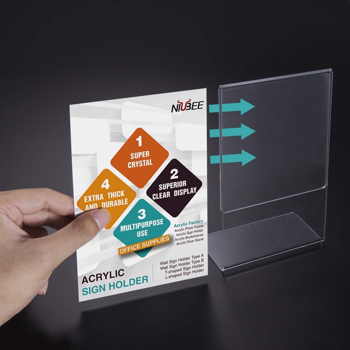 NIUBEE Acrylic Sign Holder Bundle - 6 Pack 5x7