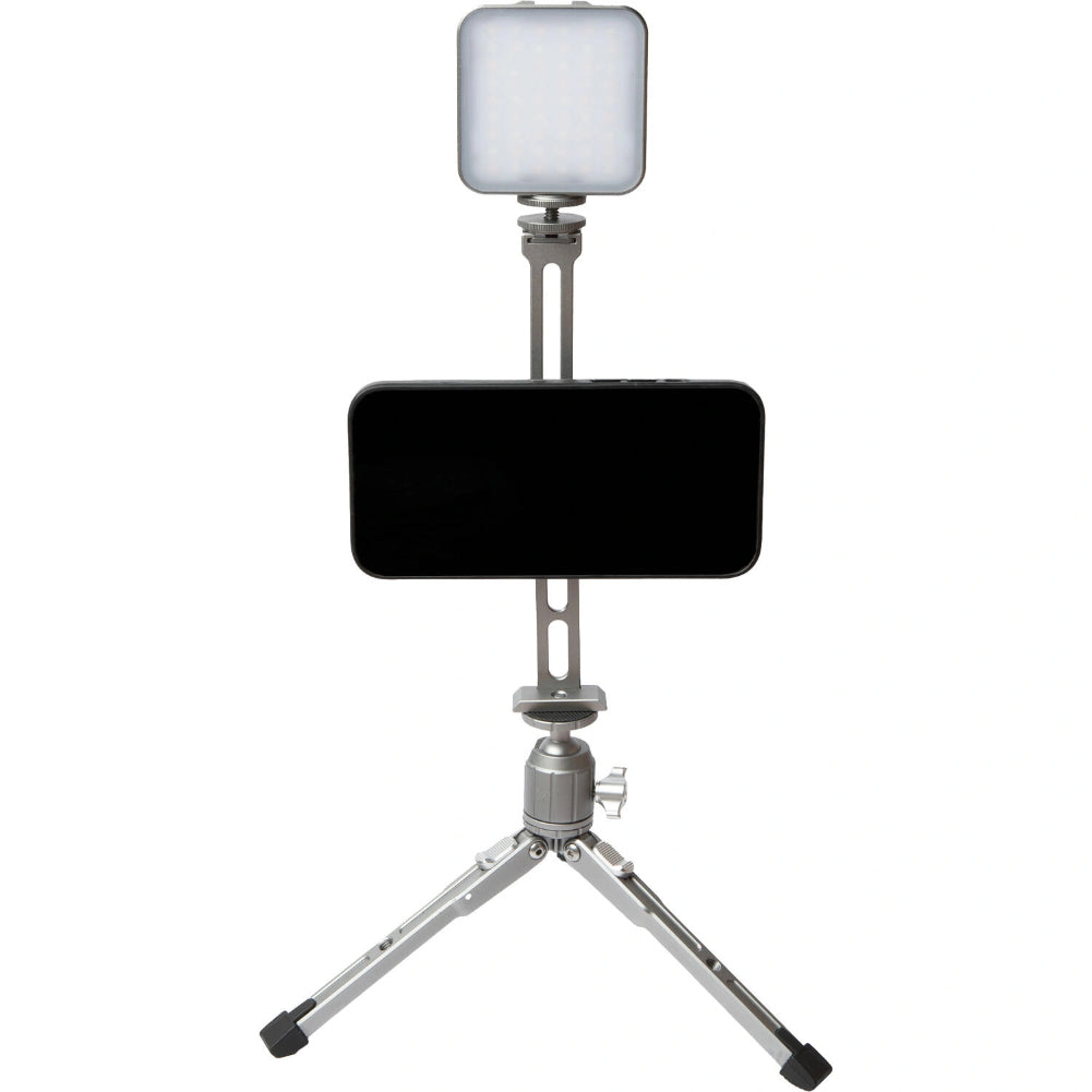 Explorer MX KIT Magnetic Phone Tripod Mount - Compatible with MagSafe iPhones, Includes Adjustable Tabletop Tripod & LED Light for Vlogging, Live Streaming, and Content Creation