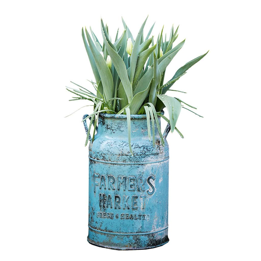 Vintage Wrought Iron Flower Vase - Elegant Binaural Flower Bucket for Dried Flowers, Floral Arrangement, Home & Garden Decor - Perfect for Wedding Centerpieces, Boho Room Decor, and Rustic Tabletop Displays