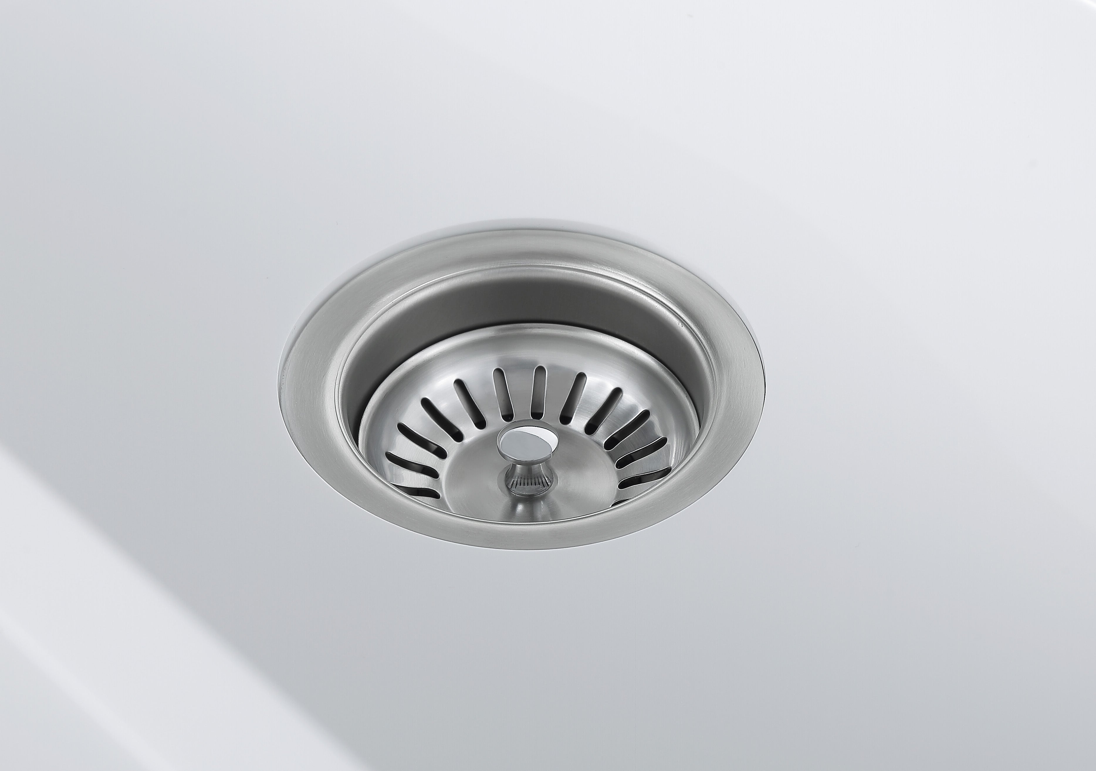 Holbrook Pure Stone Farmhouse 30-inch White Single Bowl Kitchen Sink with Grid & Strainer - Perfect for Modern Farmhouse, Rustic & Contemporary Kitchen Designs