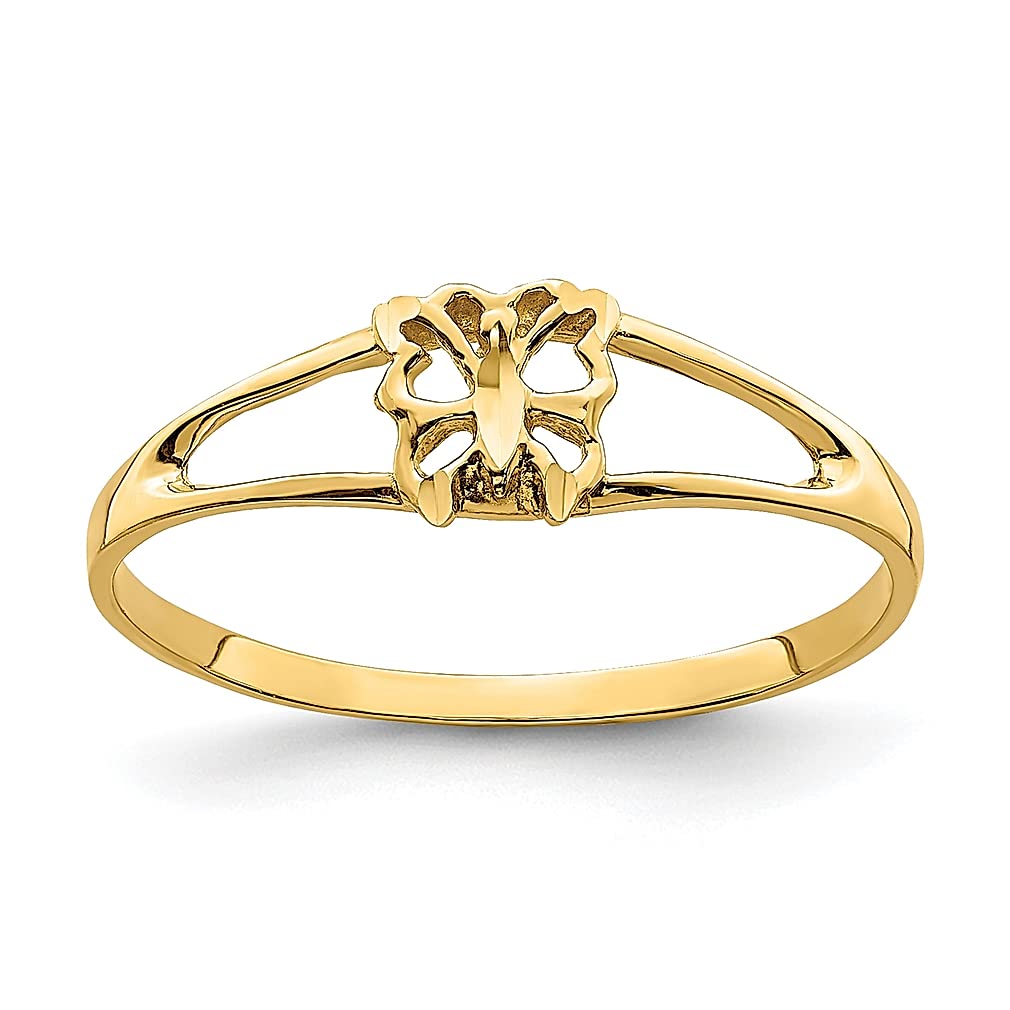 14K Yellow Gold Small Butterfly Ring - Dainty & Elegant Jewelry for Women, Perfect Gift for Her - Ideal for Birthdays, Anniversaries & Everyday Wear