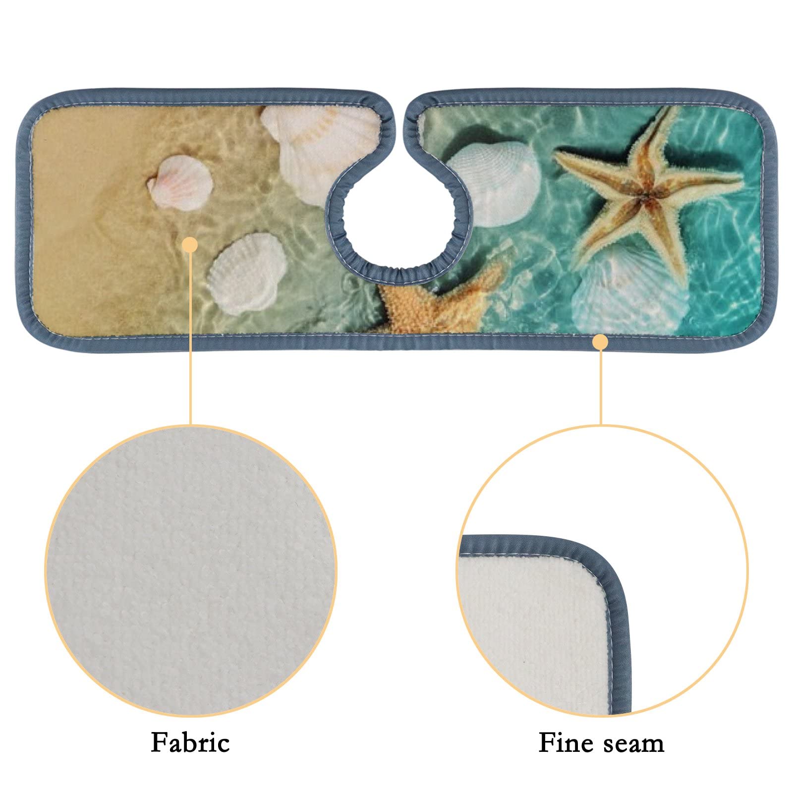 **3-Pack Absorbent Sink Faucet Splash Guard Mats - Non-Slip Countertop Protector for Kitchen & Bathroom, RV, Beach House - Shell Design, Water Stain Proof, Easy Cleaning**    *(Perfect for kitchens, bathrooms, RVs, beach houses, and outdoor sinks to prevent water splashes and stains!)*