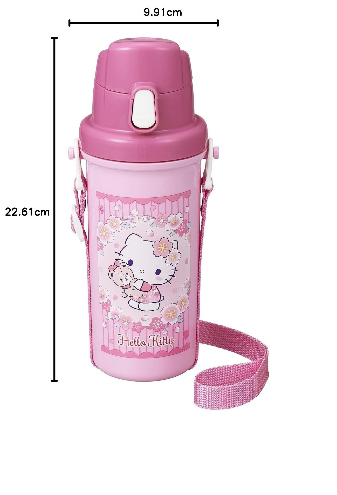 OSK SC-600B Hello Kitty Sakura Design Stainless Steel Water Bottle - 600ml Leakproof Insulated Thermos for School, Gym & Outdoor Activities