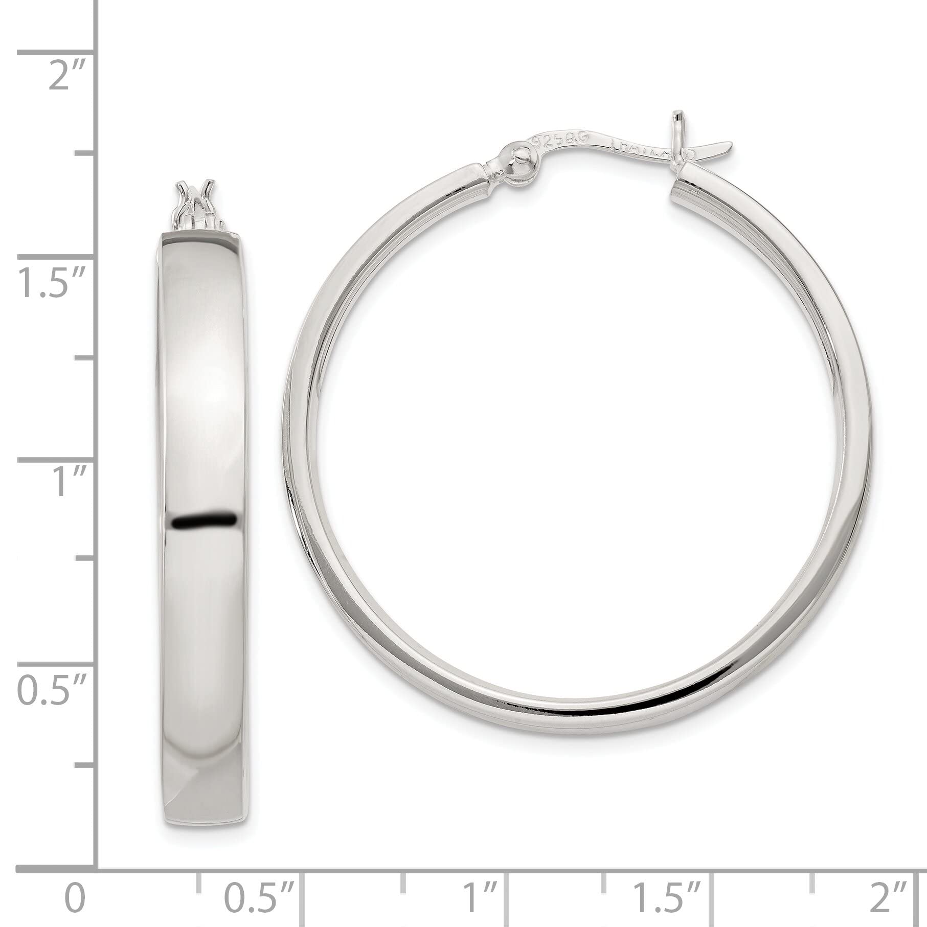 Sterling Silver Large Hoop Earrings 34mm - Classic Dangle Earrings for Women, Trendy Statement Jewelry Gift for Her - Perfect for Parties, Weddings & Everyday Wear