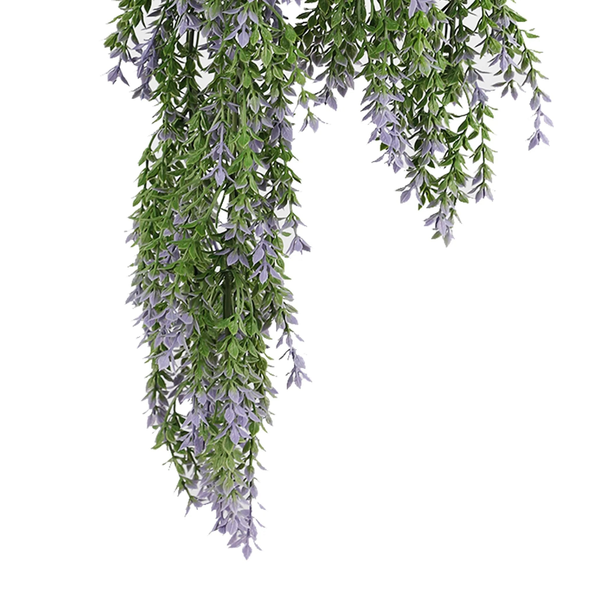 UV & Fire Rated Hanging Purple & Green Willow Leaf Vine - 20cm x 76cm Artificial Plant for Home Decor, Wedding, Party & Garden Decoration