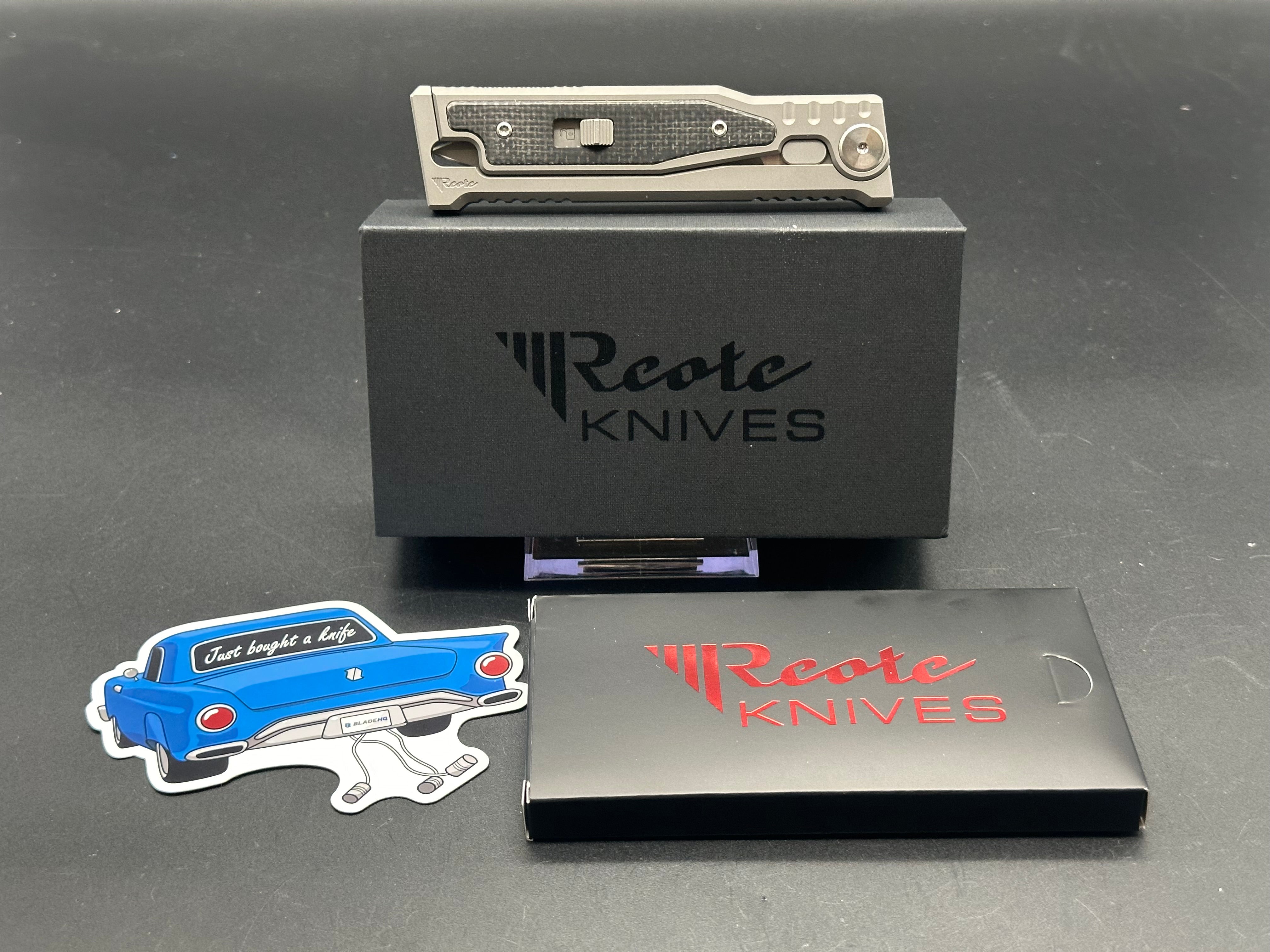 REATE EXO-M 2 Folding Knife with Lock, Black Micarta Inlay Handle, ELMAX Double Edge Blade - EDC, Outdoor, Camping & Survival Gear