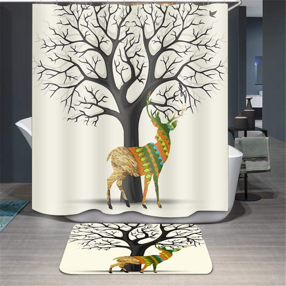 Waterproof Fabric Shower Curtain with 12 Hooks - Elegant Bathroom Decor for Home & Hotel Use - Perfect for Bathrooms, Showers, and Spa Areas