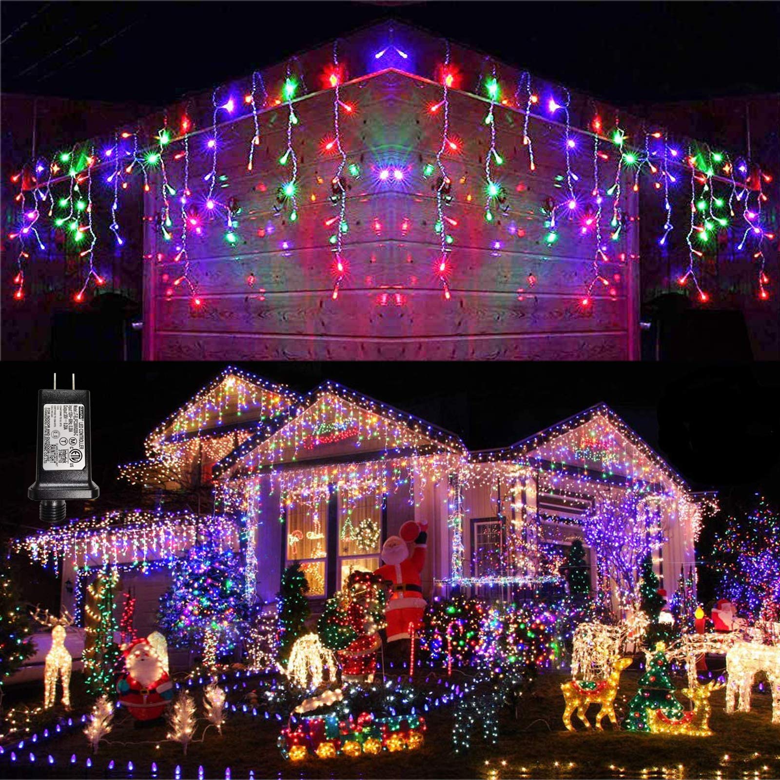 LYHOPE 432 LED Icicle Christmas Lights - 35.4ft Waterproof Outdoor String Lights with 8 Lighting Modes & 72 Drops - Perfect for Xmas Tree, Window Decor, Wedding, Garden, Indoor and Outdoor Holiday Decorations (Multicolor)