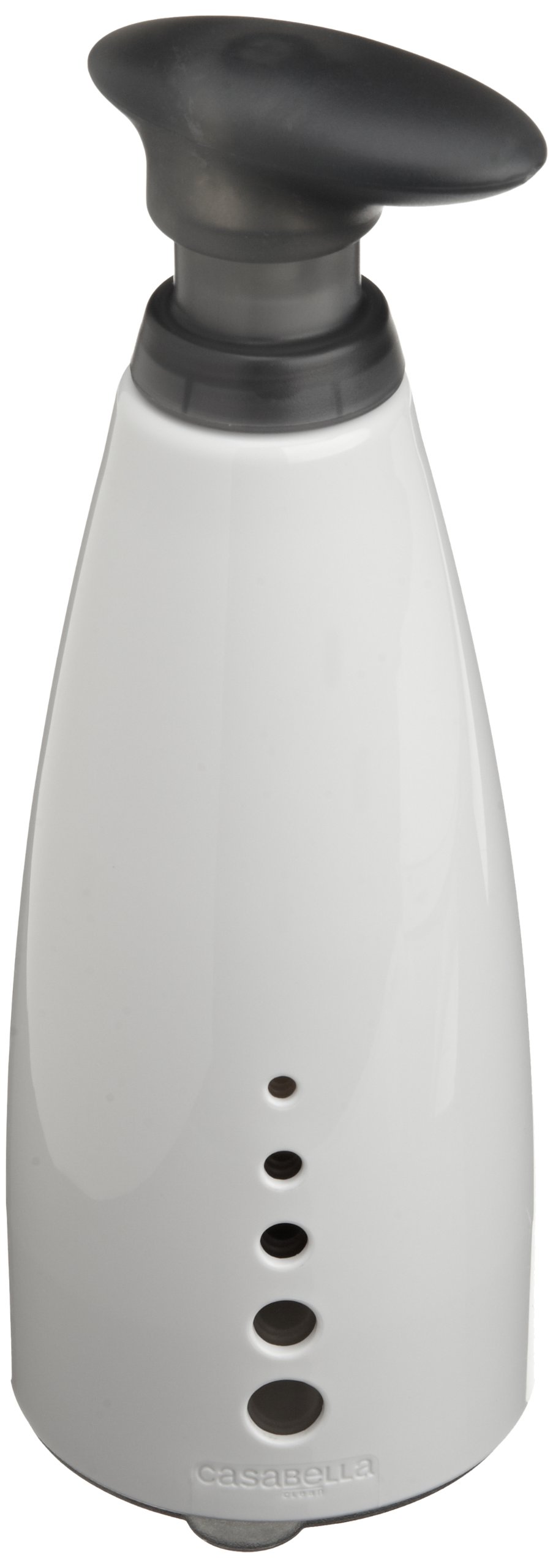 Casabella Sink Sider 14-oz. Soap Dispenser with Filling Funnel - Gray & White Multipurpose Pump Bottle for Kitchen, Bathroom, and Office Use