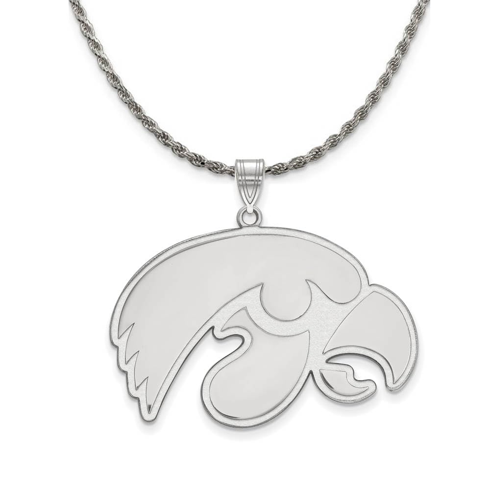 The Black Bow Sterling Silver University of Iowa XL Logo Pendant Necklace - Perfect for Graduation Gifts and Hawkeye Pride