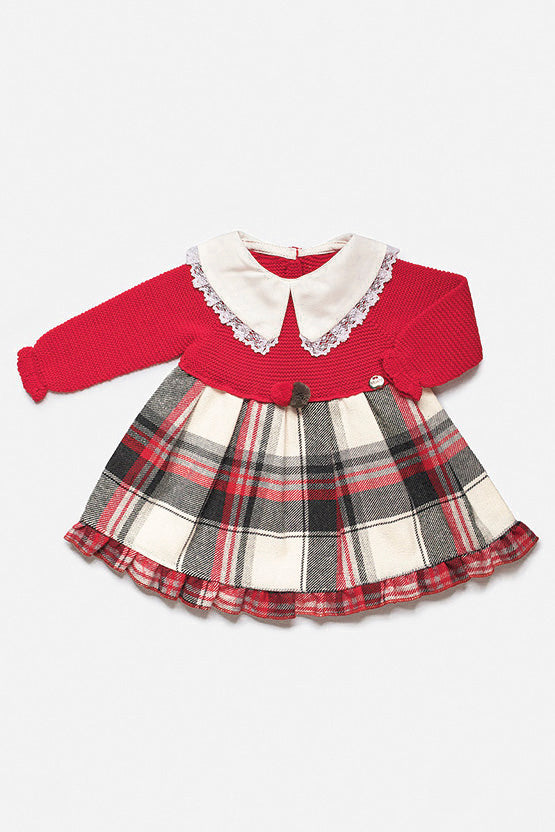 Winifred Red Knit Tartan Dress for Women | Vintage Plaid Christmas Holiday Party Outfit | Perfect for Festive Gatherings, Office Parties & Winter Celebrations