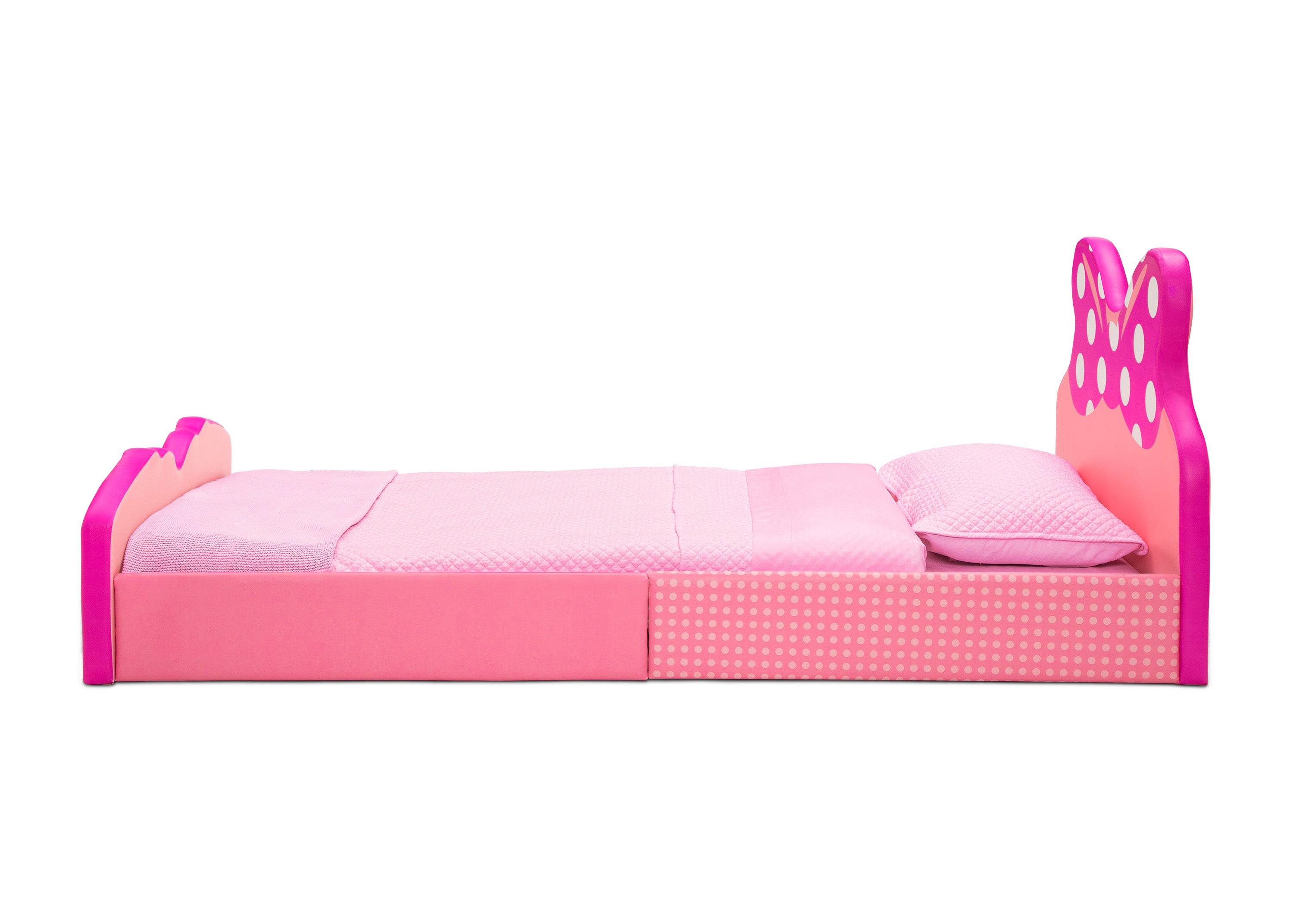 Minnie Mouse Twin Size Upholstered Bed Frame for Girls - Disney Princess Themed Kids Bedroom Furniture for Toddlers & Teens - Perfect for Bedrooms, Playrooms & Sleepovers