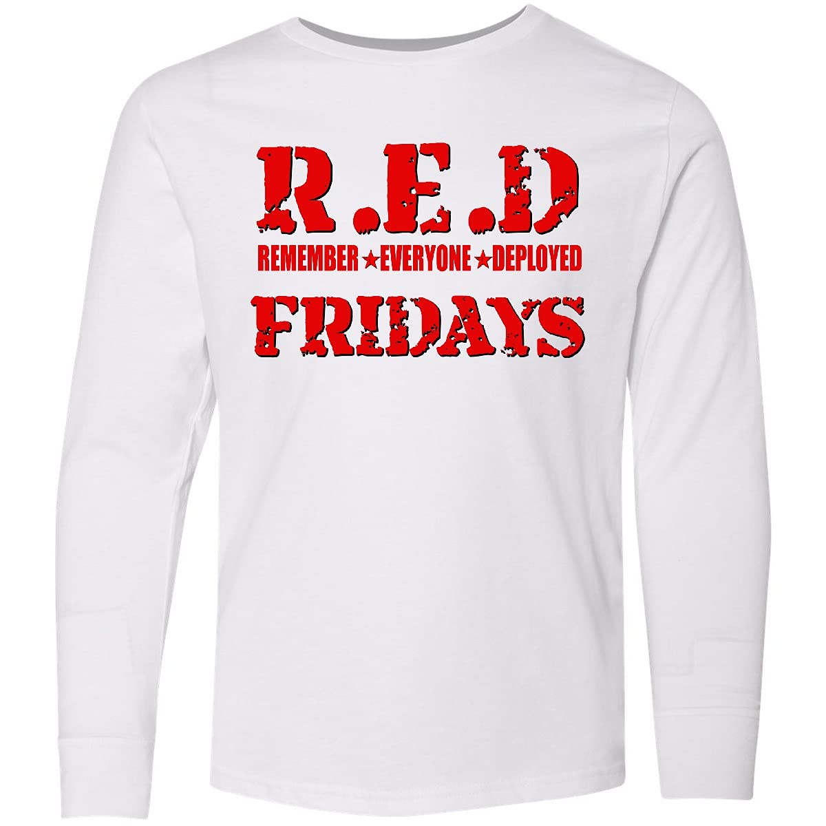 Inktastic Red Fridays Youth Long Sleeve T-Shirt - Patriotic American Flag Tee for Kids & Teens - Perfect for School, Holidays & Family Events
