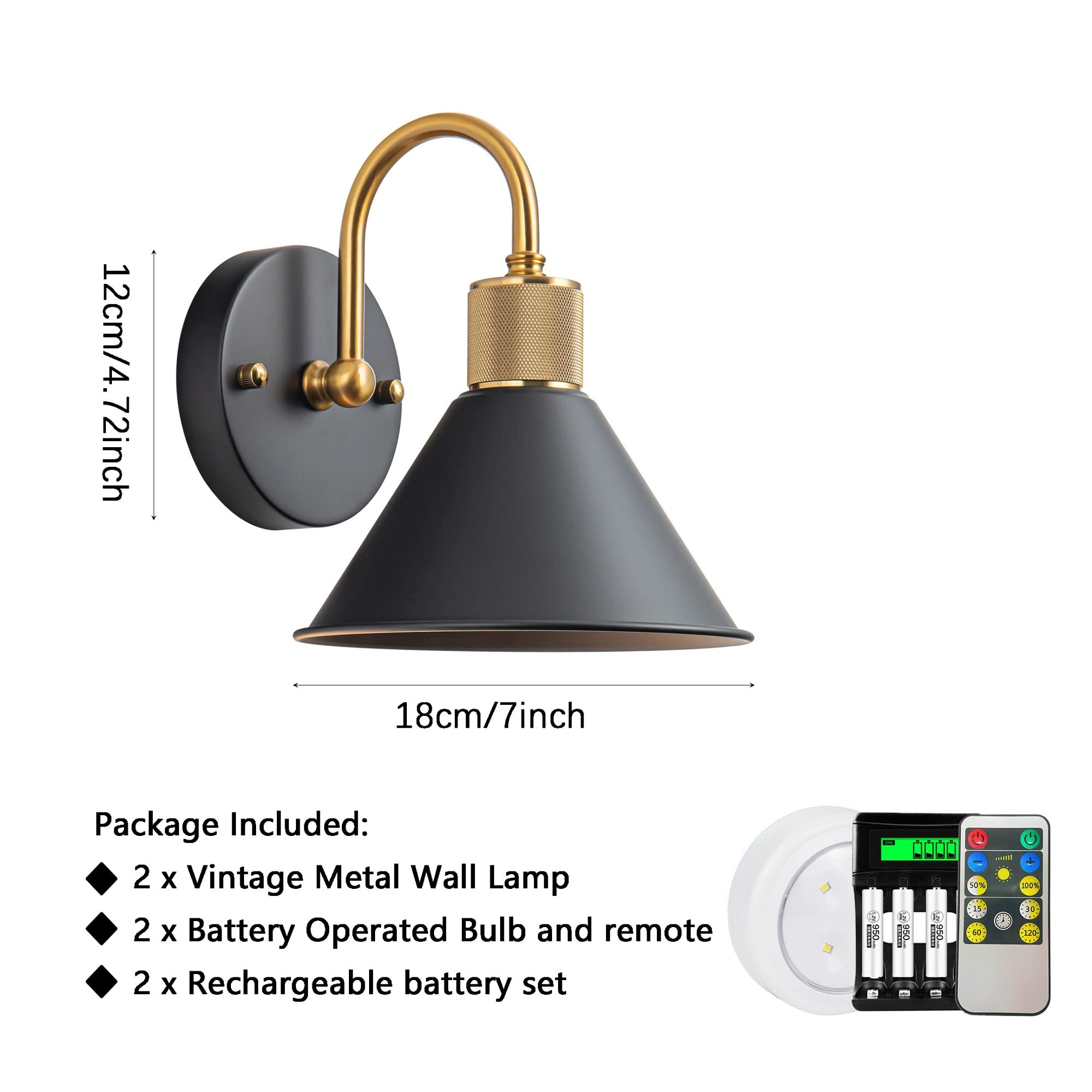 Battery Operated Wall Sconce with Remote Control - Dimmable Wireless Wall Lights for Bedroom, Living Room & Hallway - Indoor Decorative Lighting Without Hardwiring - Perfect for Apartments, Dorms & Home Decor