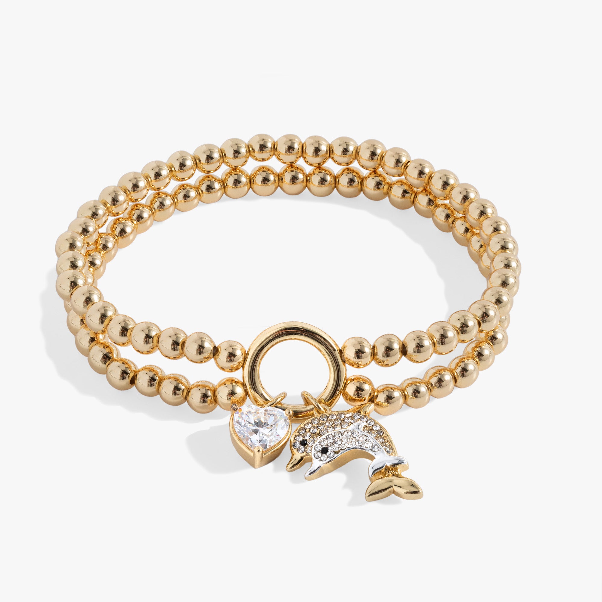 Dolphin Double Stretch Adjustable Bracelet for Women - Ocean Themed Jewelry Gift for Beach Vacation, Summer Party & Boho Fashion Accessories