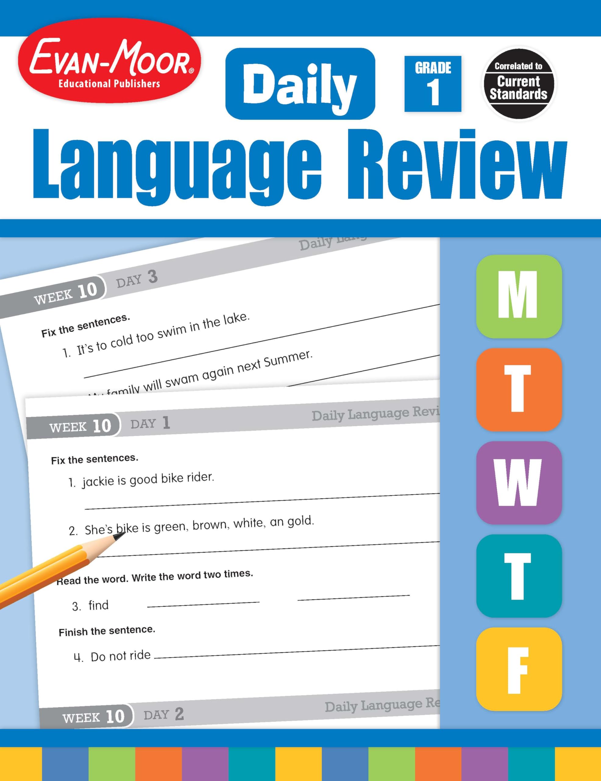 Evan-Moor Daily Language Review Grade 1 Workbook - Homeschool & Classroom Teaching Resource with Reproducible Worksheets, Grammar & Punctuation Practice | Teacher Edition for Daily Skills Assessment | Perfect for Elementary ELA Curriculum & Learning Activities