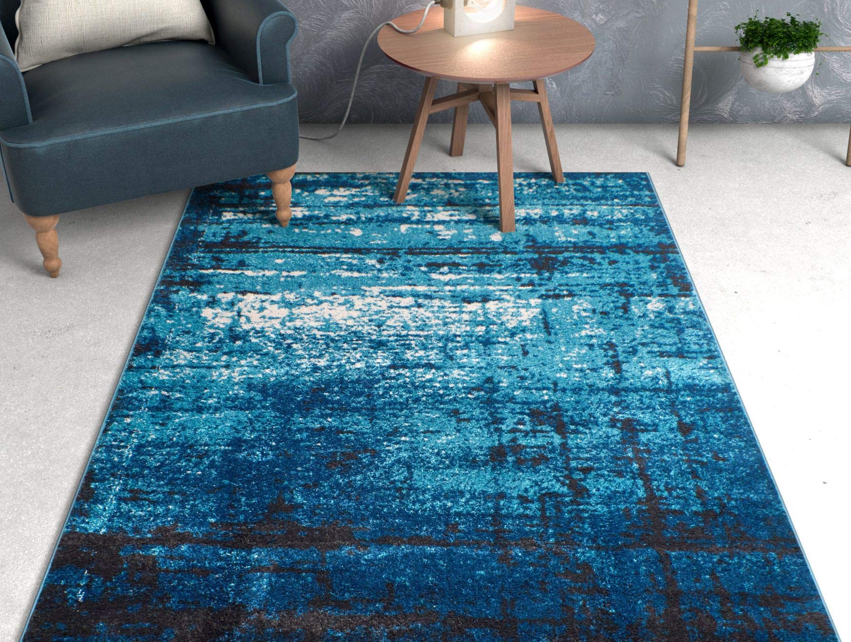 Well Woven Longlac Blue Vintage Stripe Modern Casual 5x7 (5'3