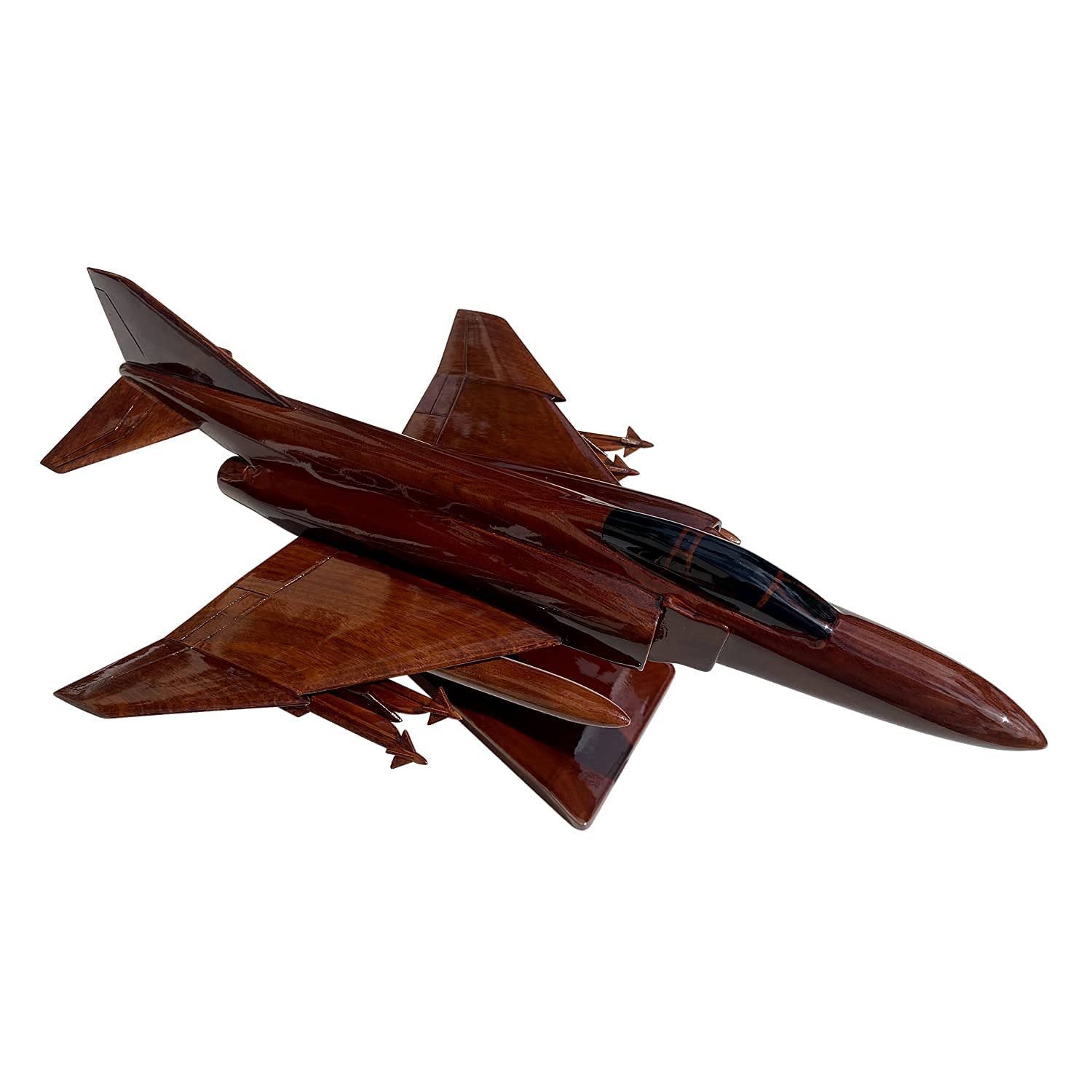 F4 Phantom Fighter Jet Mahogany Wood Desktop Model - Perfect for Office Decor, Aviation Enthusiast Gifts & Military Collectors Display
