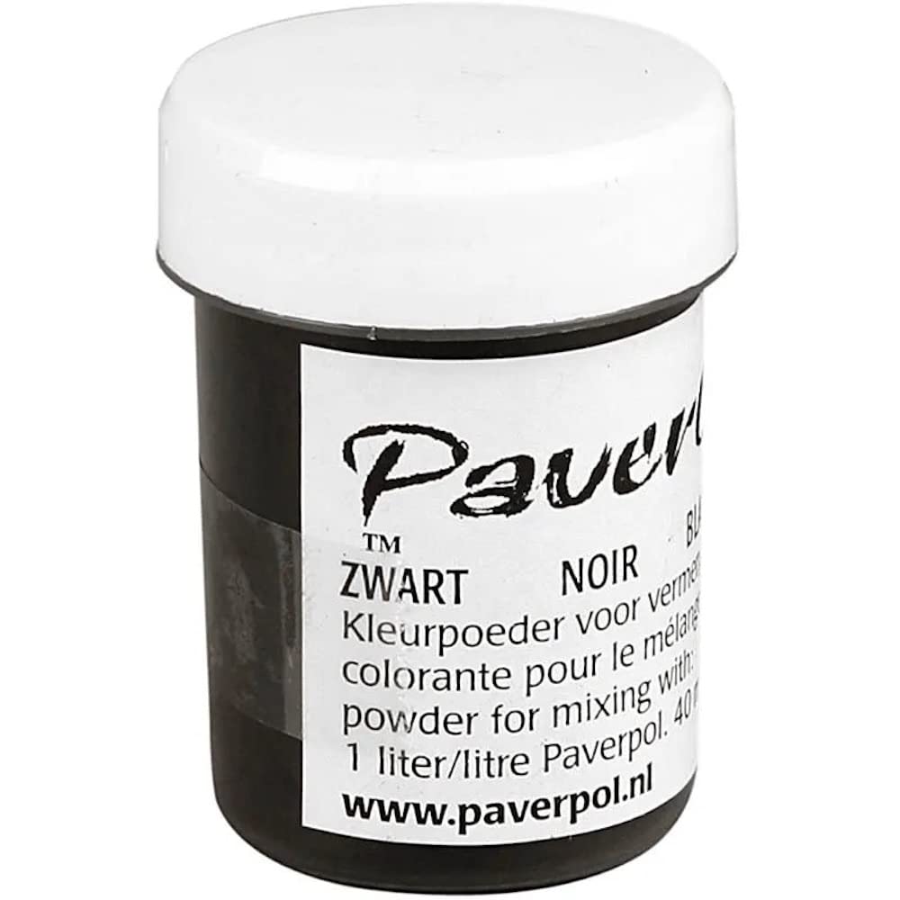 Paverpol Pavercolor - Black Powder Pigment & Paint for Fabric Hardening - 40ml - Ideal for DIY Crafts, Sculptures & Textile Art Projects