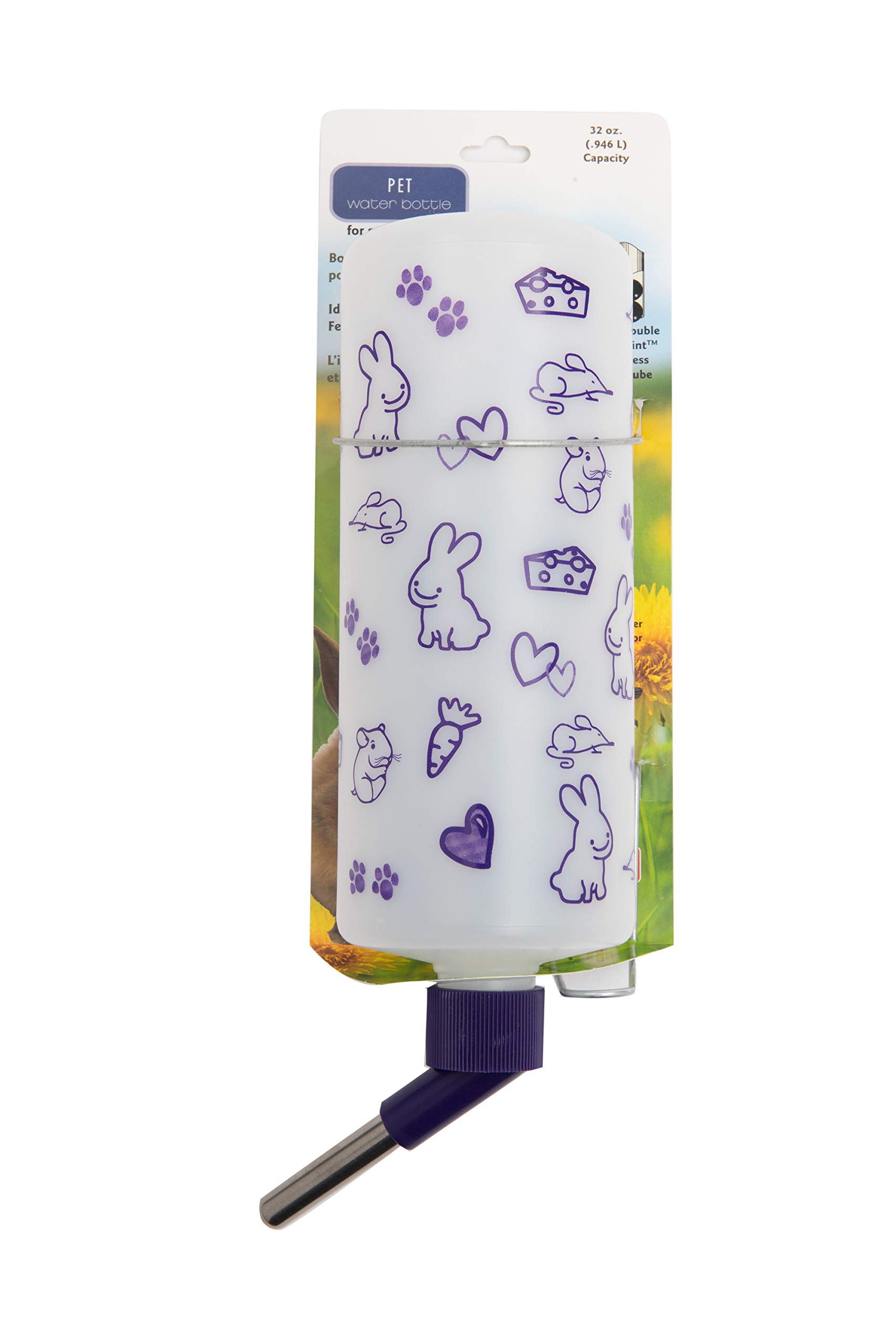 Lixit 32oz Chew Proof Small Animal Water Bottle - Leakproof & Weather Resistant Cage Mounted Drinking Bottle for Rabbits, Ferrets, Guinea Pigs, Hamsters - Perfect for Outdoor Hutches & Indoor Pet Cages