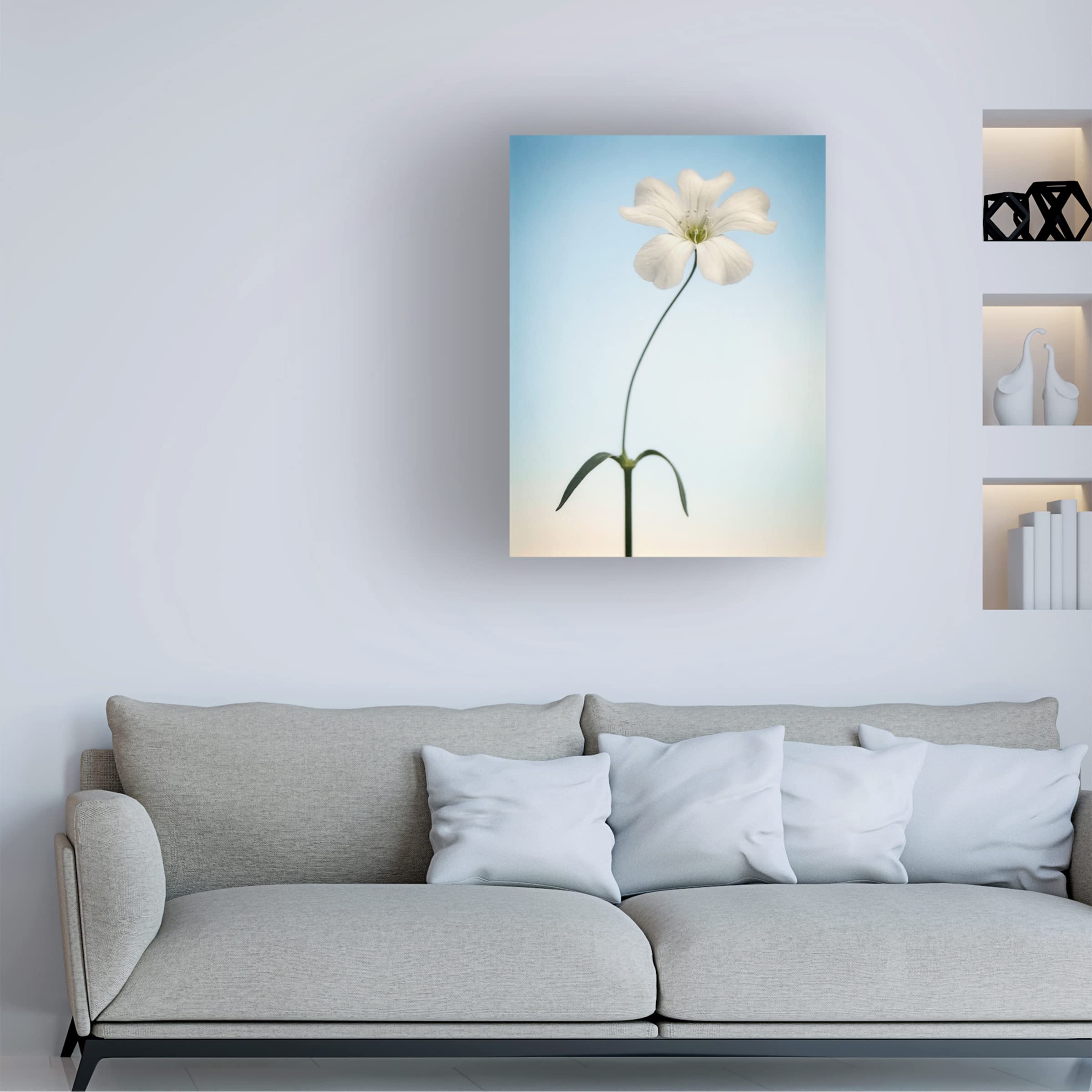 Trademark Fine Art 'Tiny White' Canvas Wall Art by Lotte Grønkjær - Minimalist Scandinavian Home Decor for Living Room, Bedroom & Office