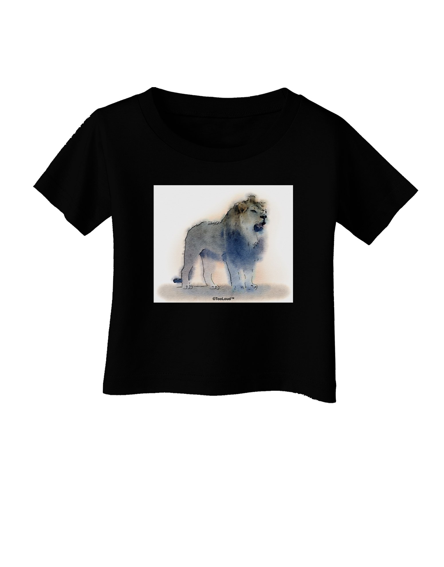 TOOLOUD Lion Watercolor Print Infant T-Shirt - Dark Blue Cotton Baby Onesie for Boys & Girls - Perfect for Playdates, Photo Shoots & Everyday Wear