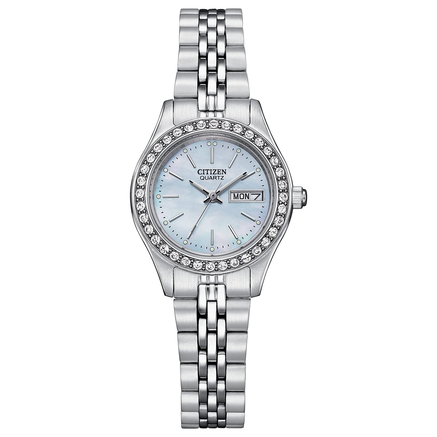 Citizen Ladies' Quartz Watch - Stainless Steel Bracelet with Crystals & Date for Office & Evening Wear