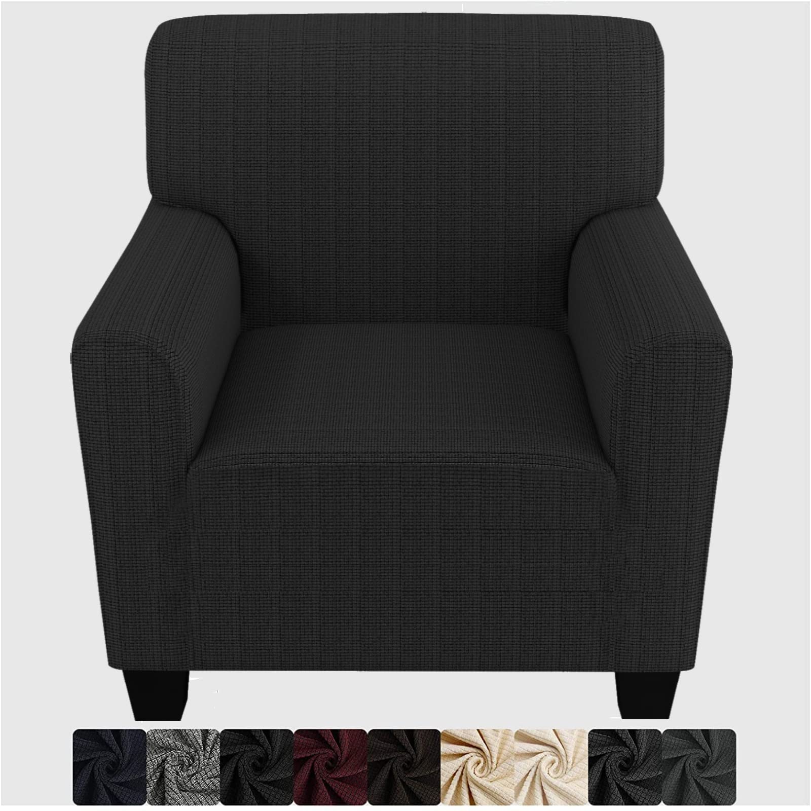 ZNSAYOTX Stretchable Spandex Armchair Slipcover - Pet-Friendly Living Room Furniture Protector for Sofa & Recliners (Black) - Perfect for Home, Office & Pet Owners