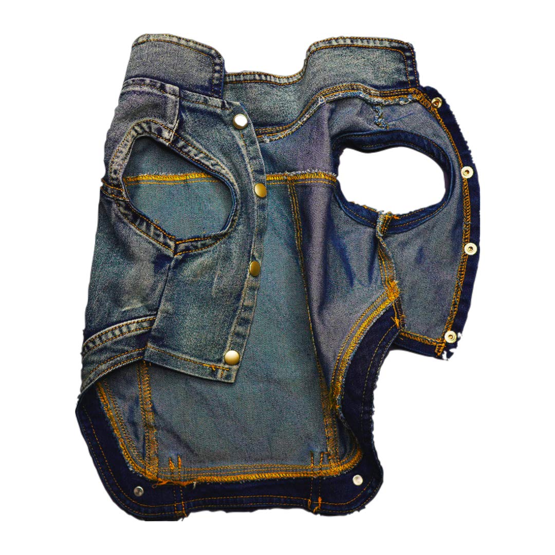 QTPET Dog Denim Jean Jacket - Stylish Dog Clothes & Denim Vest for Small Medium Large Dogs - Perfect for Outdoor Walks, Pet Fashion & Photo Shoots