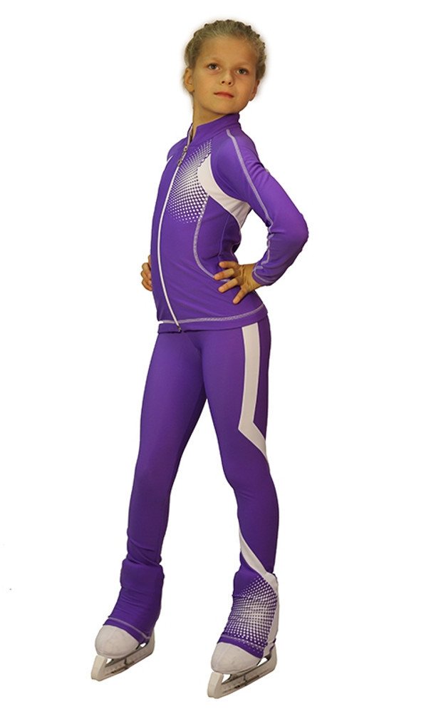 IceDress Figure Skating Dress - Euler Style Purple & White Costume for Women's Competitive Performance - Perfect for Ice Shows, Competitions and Practice Sessions
