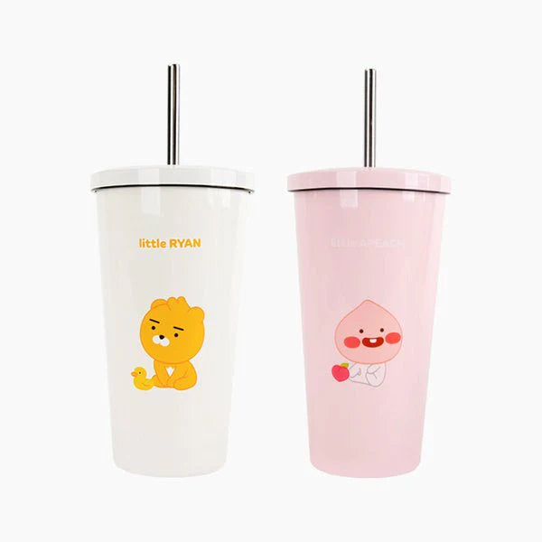 Little Friends Stainless Steel Tumbler with Lid & Straw - 20oz Insulated Travel Mug for Kids, Hot & Cold Drinks - Perfect for School, Picnics, and Outdoor Activities