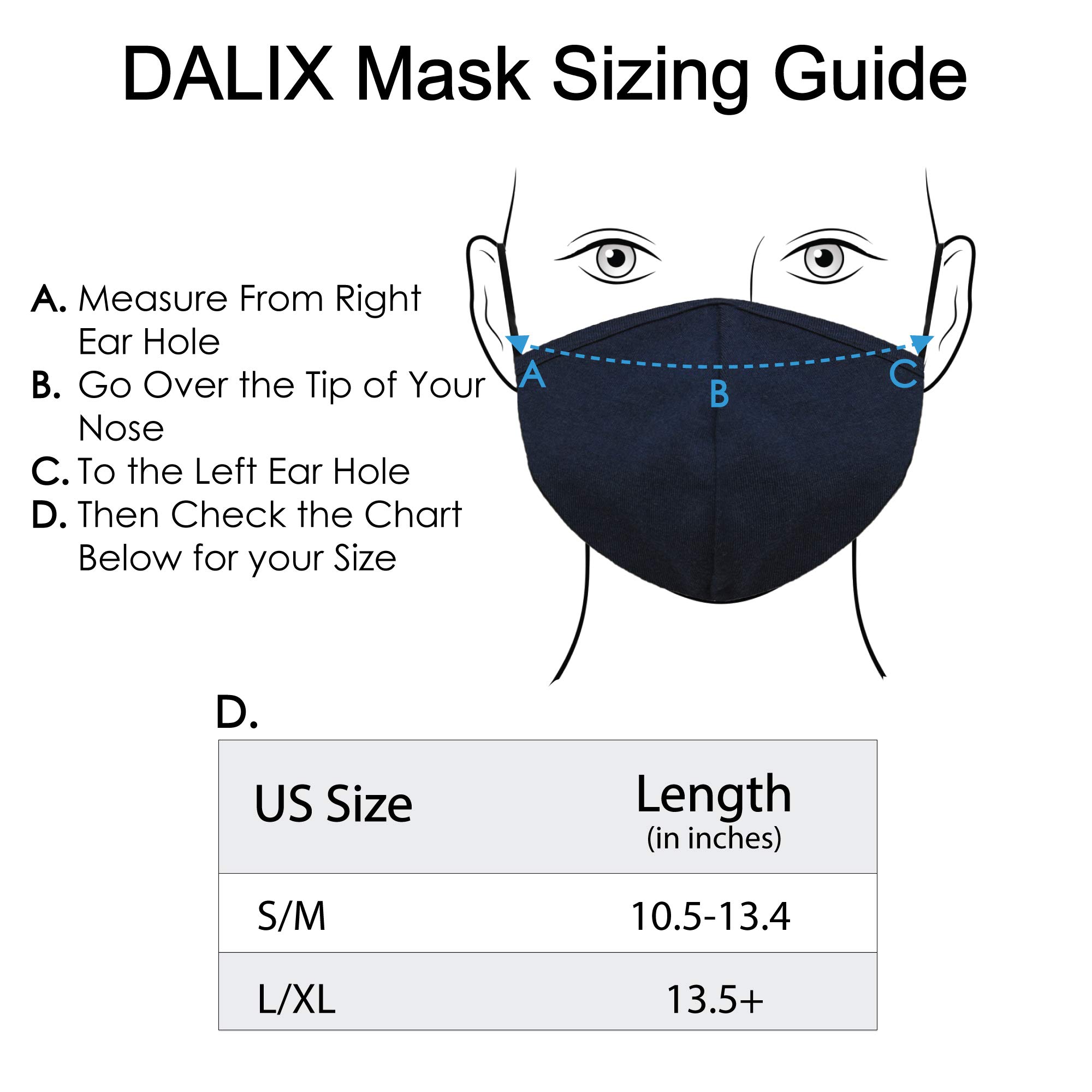 DALIX Reusable Washable Cloth Face Mask 20-Pack - Navy Blue, S-M Size, Made in USA | Comfortable & Breathable for Daily Wear, Travel, and Outdoor Activities