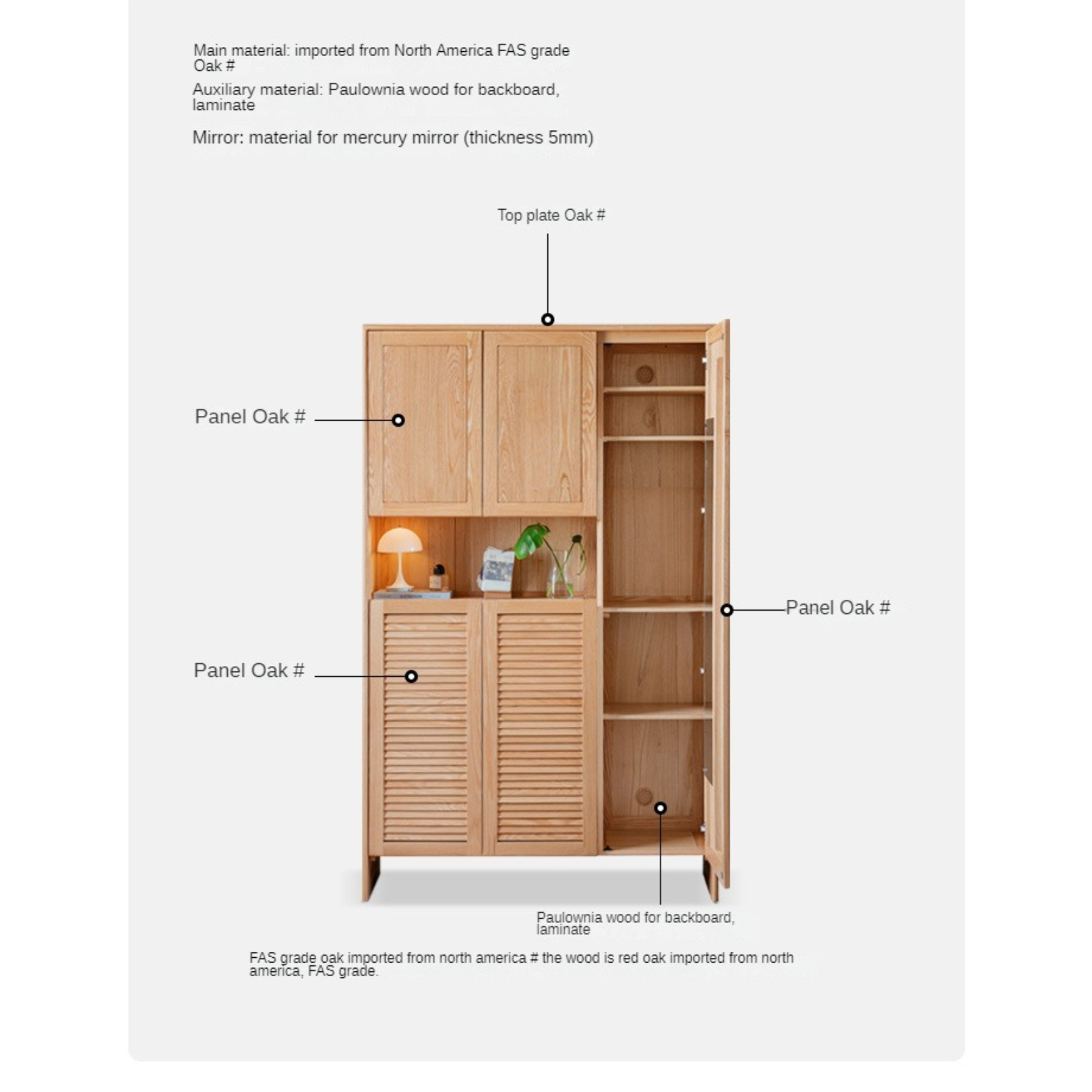 Solid Oak Wood Storage Cabinet - Shoe Locker & Entryway Organizer for Home, Office, or Mudroom - Durable Entry Storage Solution with Adjustable Shelves