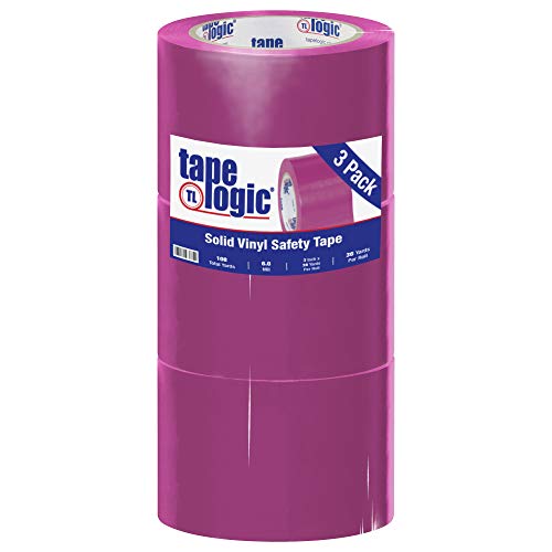 Tape Logic Solid Vinyl Safety Tape - 6.0 Mil Thick, 3 Inch x 36 Yards, Purple (3 Rolls per Case) - Ideal for Hazard Marking, Warehouse Safety & Industrial Flooring