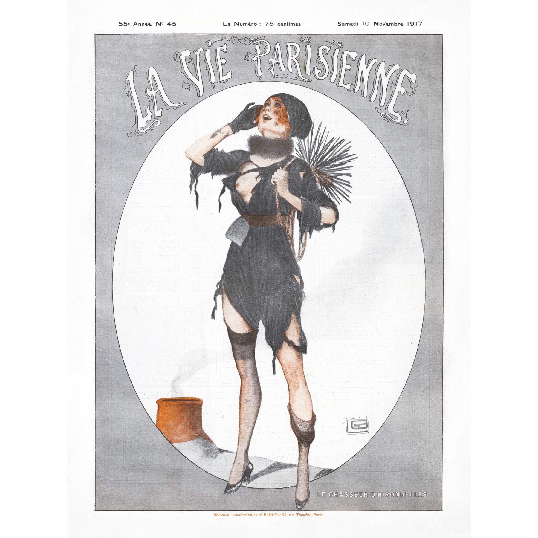 Artery8 La Vie Parisienne Chimney Sweep Pin Up Vintage Magazine Cover Wall Art Poster - 18x24 Inch Large Retro Home Decor Print on Thick Paper - Perfect for Living Room, Bedroom & Office Decor