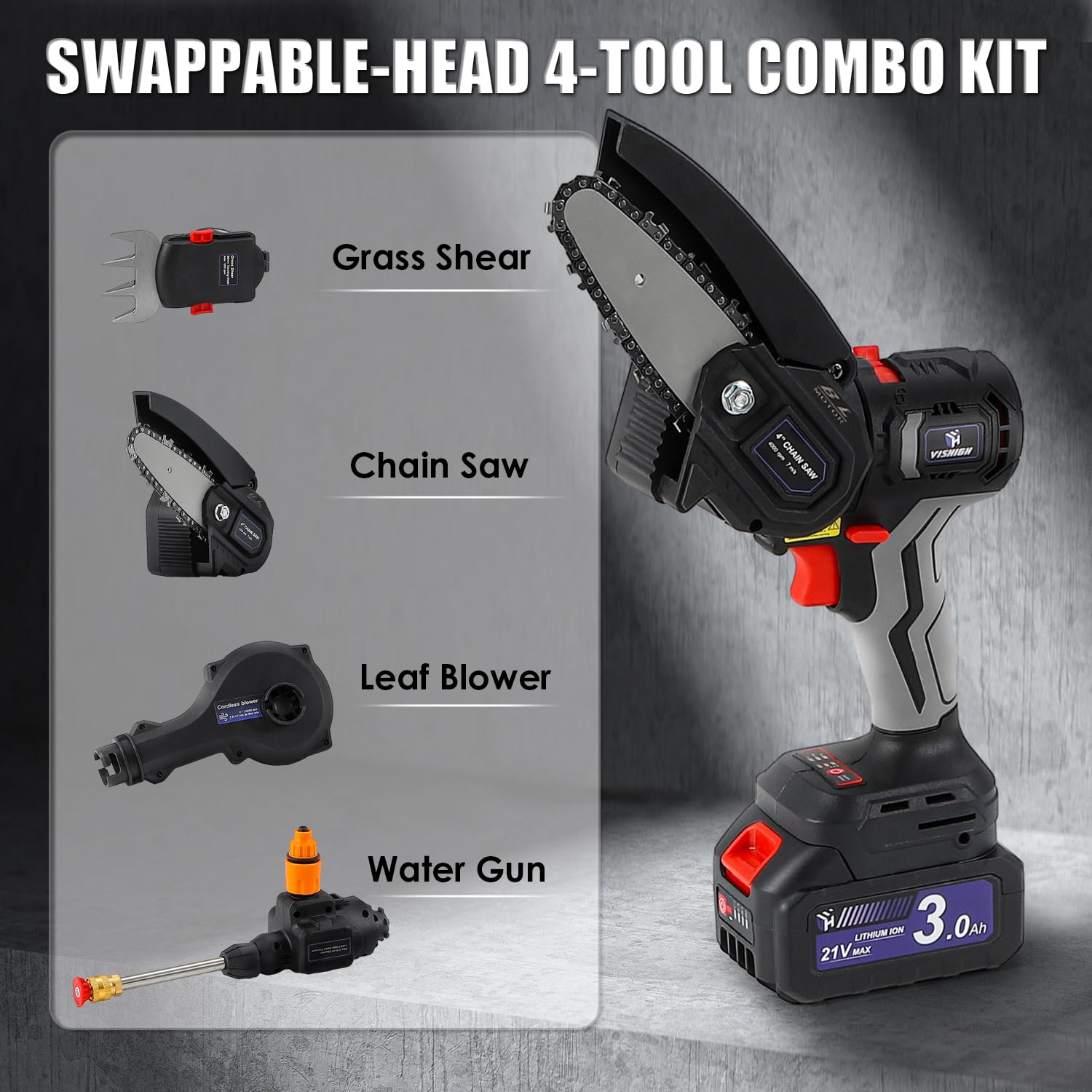 20V Cordless 4-Tool Combo Kit with 3Ah Lithium Battery & Storage Case - Drill, Saw, Sander & Trimmer - Perfect for Home DIY, Garden Maintenance & Woodworking Projects
