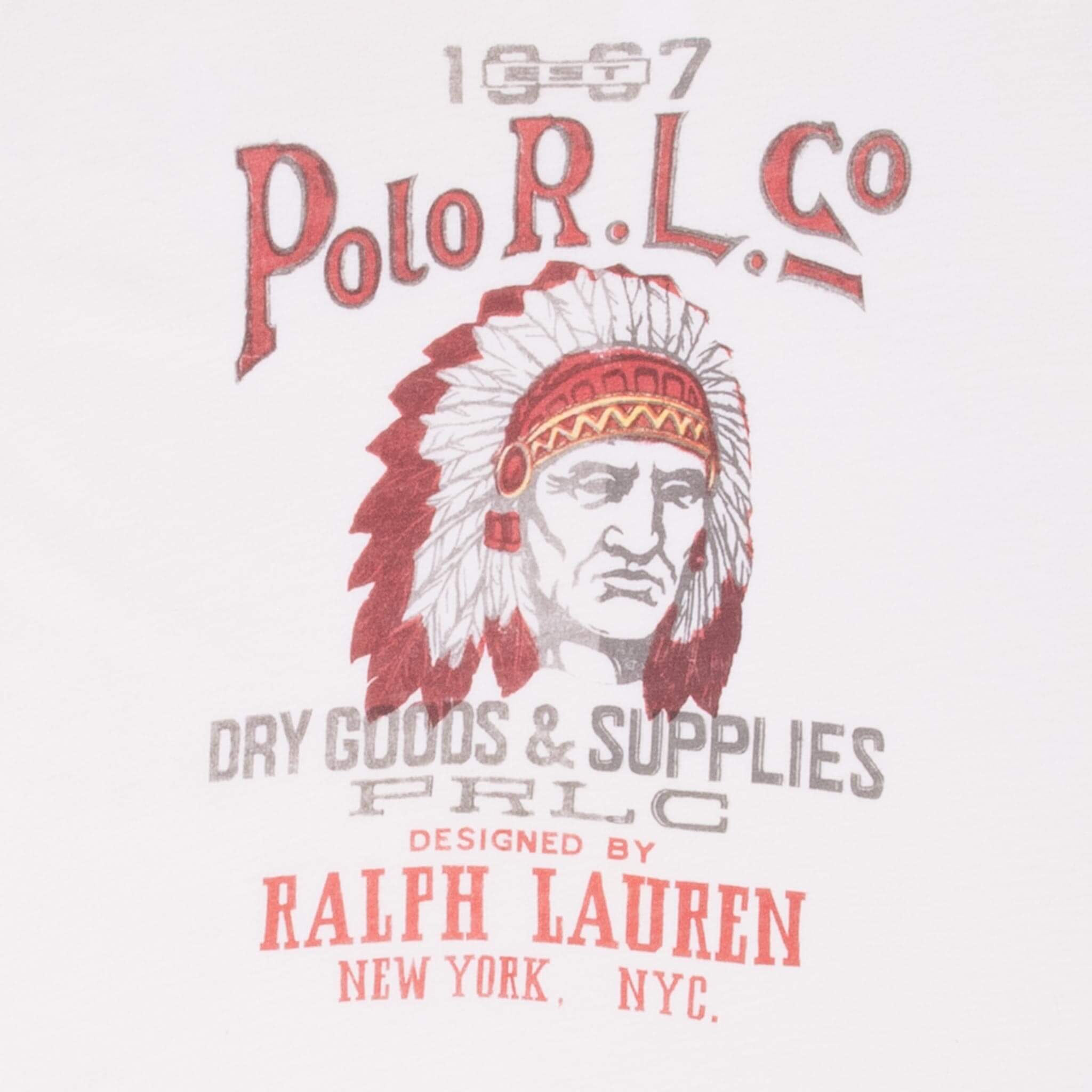 POLO RALPH LAUREN Native American Chief Graphic White T-Shirt 2XL - Casual Cotton Tee for Men, Perfect for Everyday Wear & Street Style