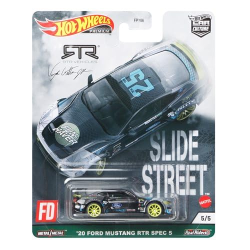 Hot Wheels Premium Car Culture Slide Street Slidewayz 5-Piece Diecast Car Set - Collectible Toy Cars for Kids & Adults - Perfect for Display, Play & Gifting
