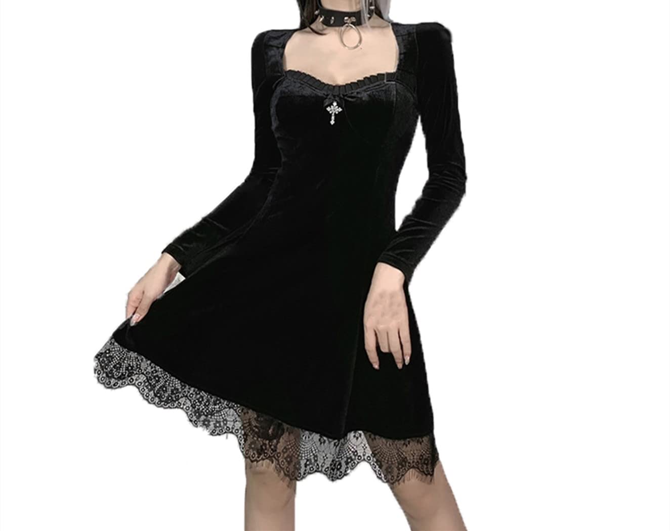 Gothic Punk Mini Dress for Women - Sexy Halloween & Cocktail Party Dress - Kawaii Lolita Style - Perfect for Cosplay, Nightclub & Gothic Fashion Outfits