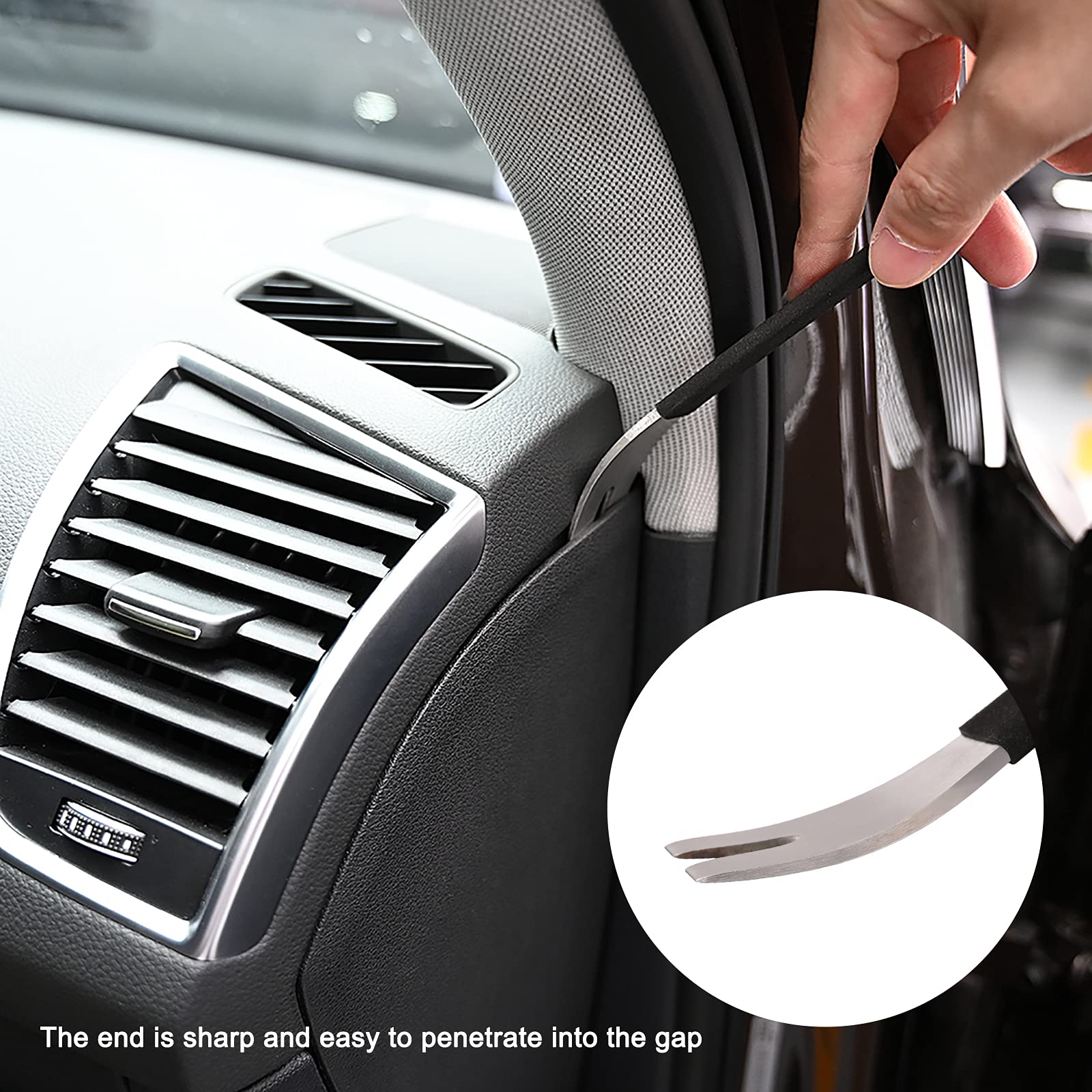 FOSHIO Metal Car Trim Removal Tool Kit - Pry Tool for Door Panel, Dashboard, Radio, Audio & Navigation Installation - Professional Auto Panel Removal Kit for Car Repair & DIY Projects