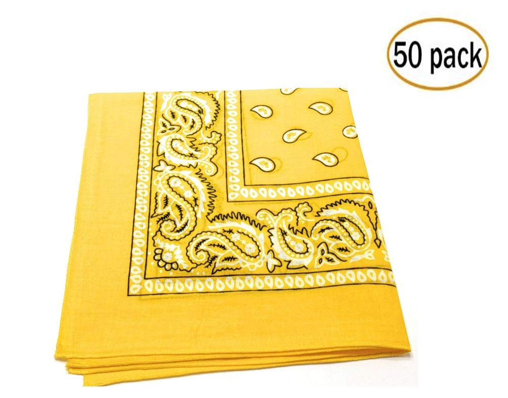 50 Pack Western Style Bandanas for Men & Women - Bulk Cowboy Neck Scarves for Rodeo, Halloween, Cosplay & Outdoor Activities