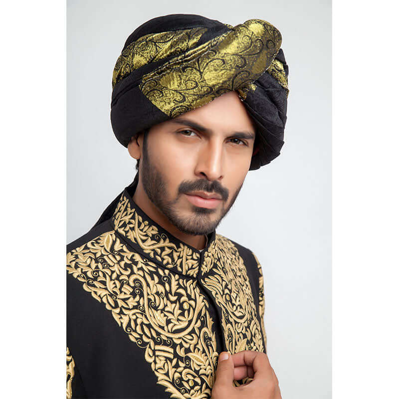 Elegant Jet Black Sherwani for Men | Slim Fit Traditional Indian Wedding Outfit | Perfect for Weddings, Festivals & Special Occasions