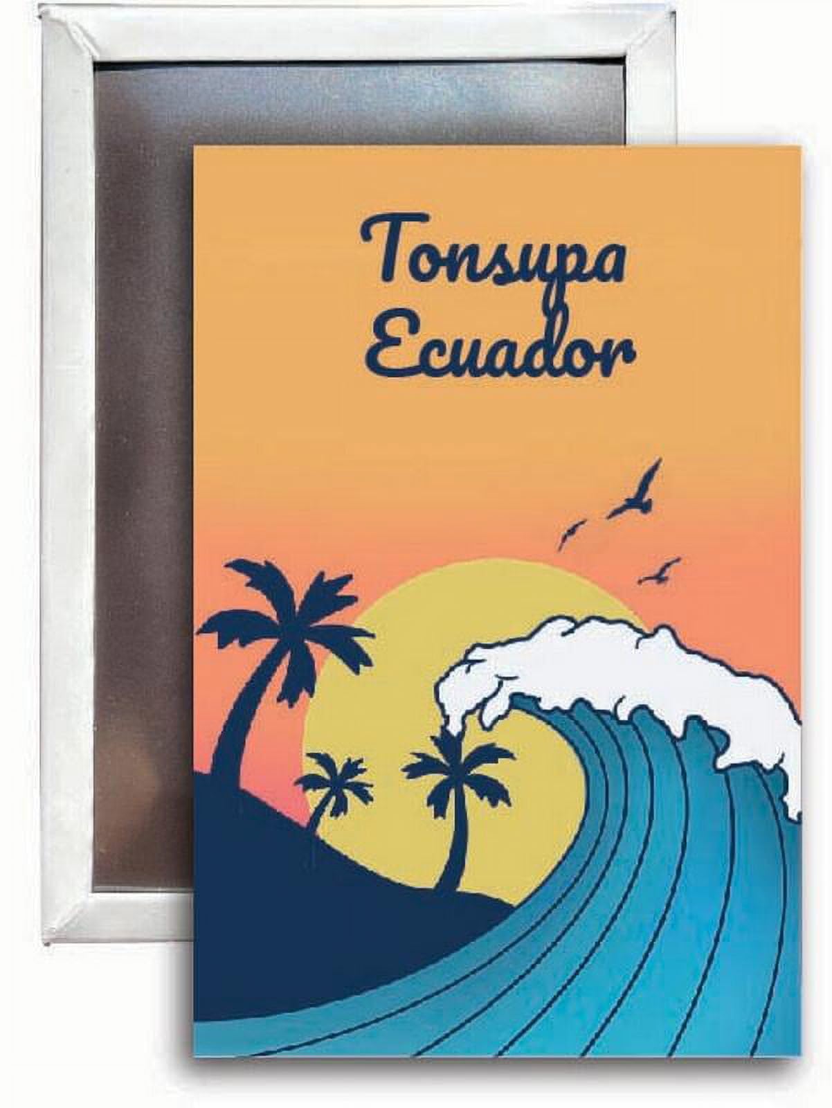 Ecuador Souvenir - Tonsupa 2x3 Inch Wave Design Fridge Magnet - Perfect for Travel Memories, Home Decor & Gift Giving