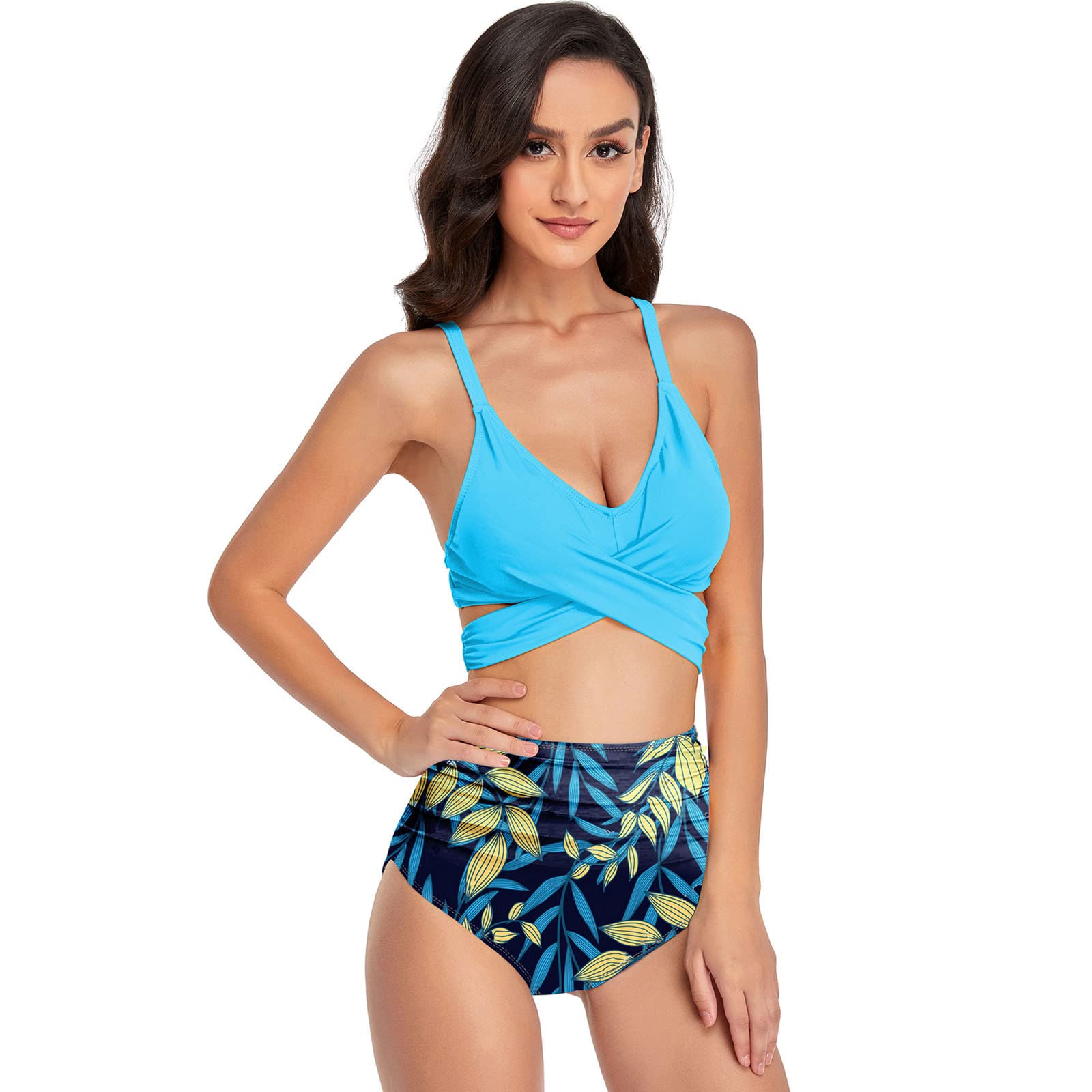 Women's High Waisted Bikini Set - Twist Front Tie Back 2 Piece Swimwear with Tropical Floral Print | Sexy Bathing Suit for Beach, Pool & Vacation | Perfect Summer Gift for Her