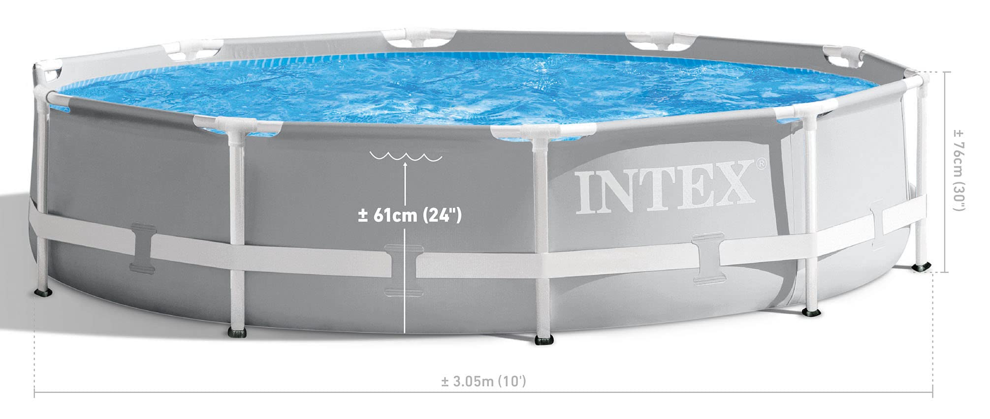 Intex 26701EH Prism Frame Premium Above Ground Swimming Pool Set - 10ft x 30in, 1185 Gallon Capacity with 330 GPH Cartridge Filter Pump | SuperTough Puncture & Rust Resistant Material | Perfect for Backyard, Family Fun, Summer Relaxation & Outdoor Parties