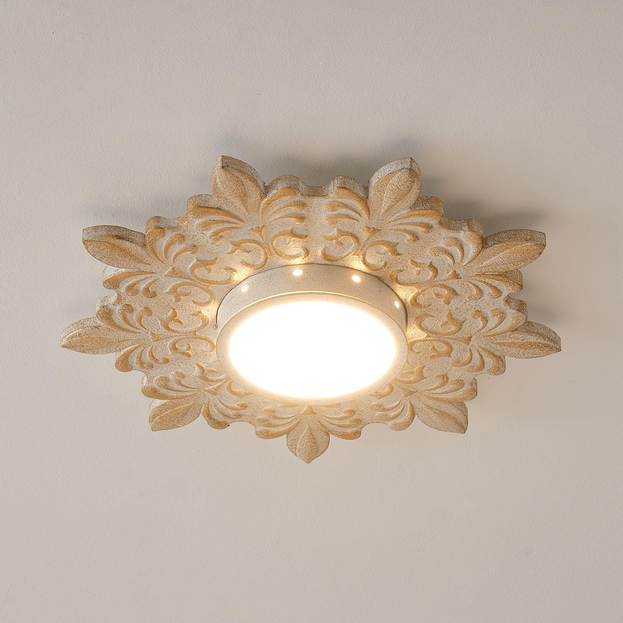 22 Inch White Modern Sunburst Flush Mount LED Ceiling Light - Energy Efficient Dimmable Lighting for Bedroom, Living Room & Hallway