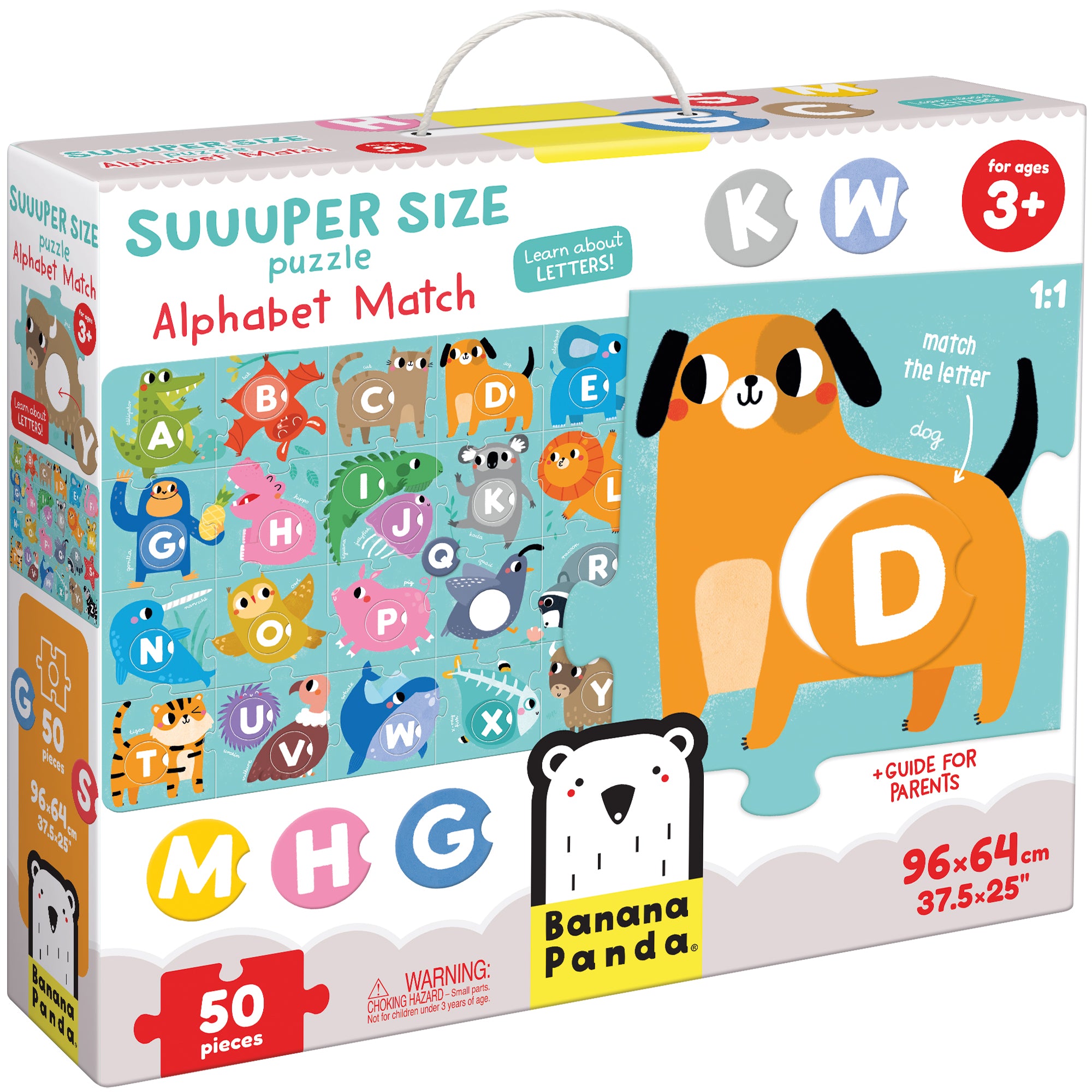 Banana Panda Super Size Alphabet Match Floor Puzzle - 50 Piece Educational Toy for Kids | Perfect for Learning ABCs, Preschool Activities & Playroom Fun