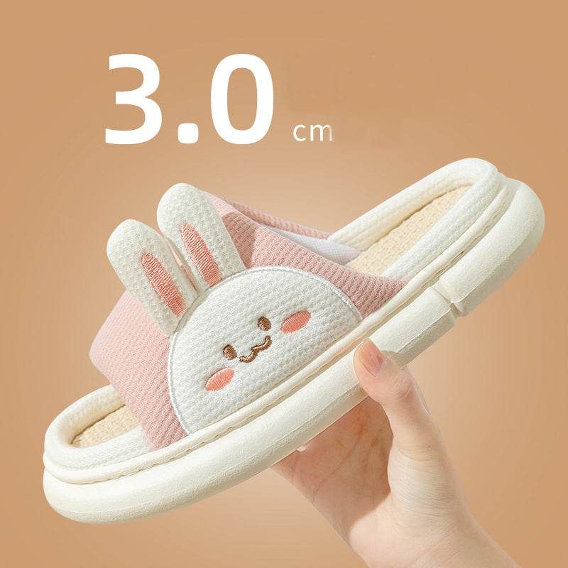 Soft & Cozy Bunny Linen Slippers for Women - Breathable Home Shoes with Non-Slip Sole - Perfect for Indoor Relaxation, Lounge Wear & Spa Days